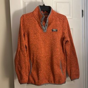 LL Bean orange and grey sweater fleece pullover